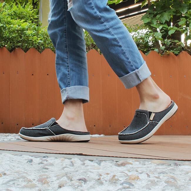 Mens Slippers with Arch Support Canvas House Slipper Slip On Clog Outdoor Shoes