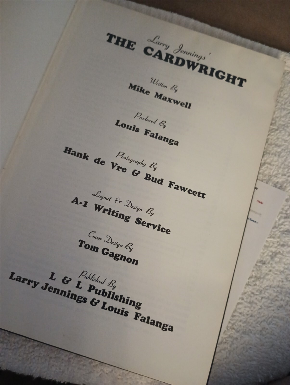 Larry Jennings the Cardwright by Mike Maxwell HB OOP 1st Edition Magic Book