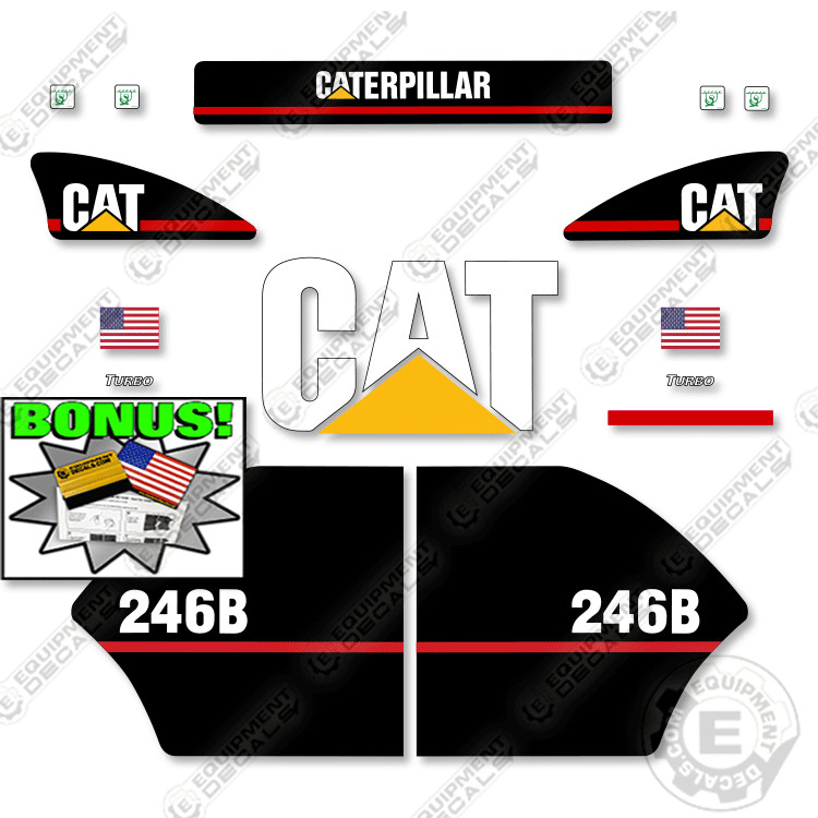 Fits Caterpillar 246B Decal Kit Skid Steer - 7 YEAR OUTDOOR 3M VINYL!