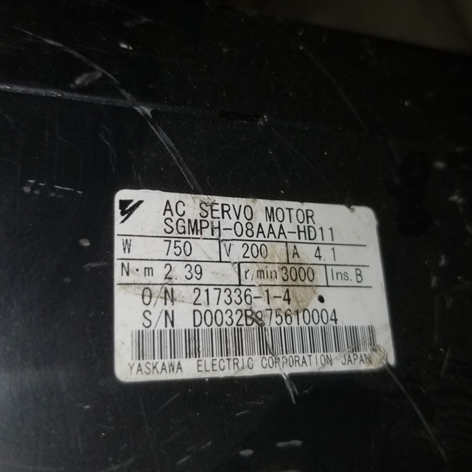 Used & Tested YASKAWA SGMPH-08AAA-HD11 Servo Motor
