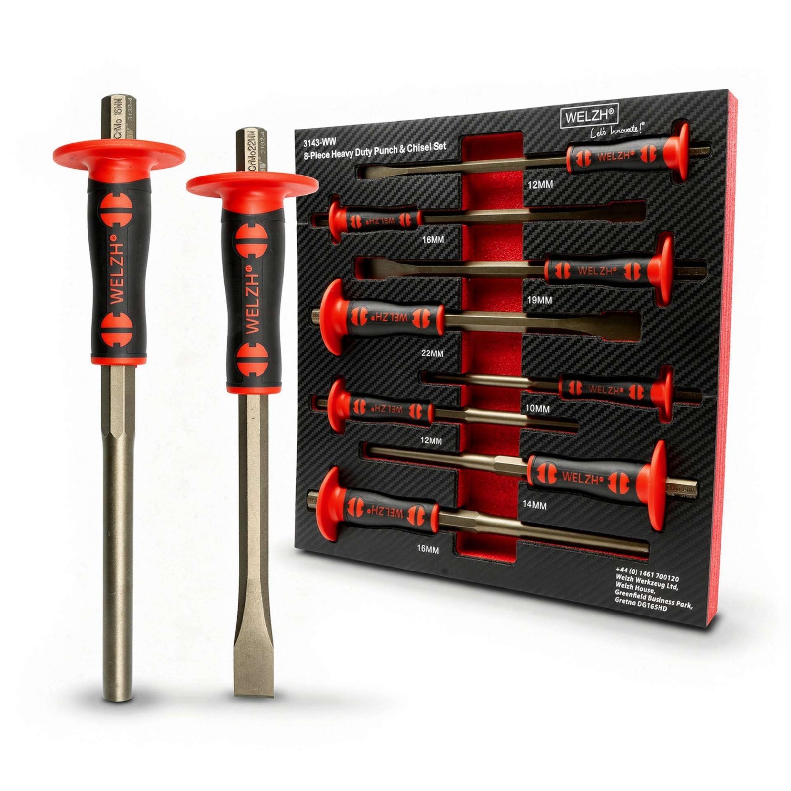 Welzh Werkzeug Heavy Duty Punch & Chisel Tool Set 8-Piece CR-V STEEL 3143-WW
