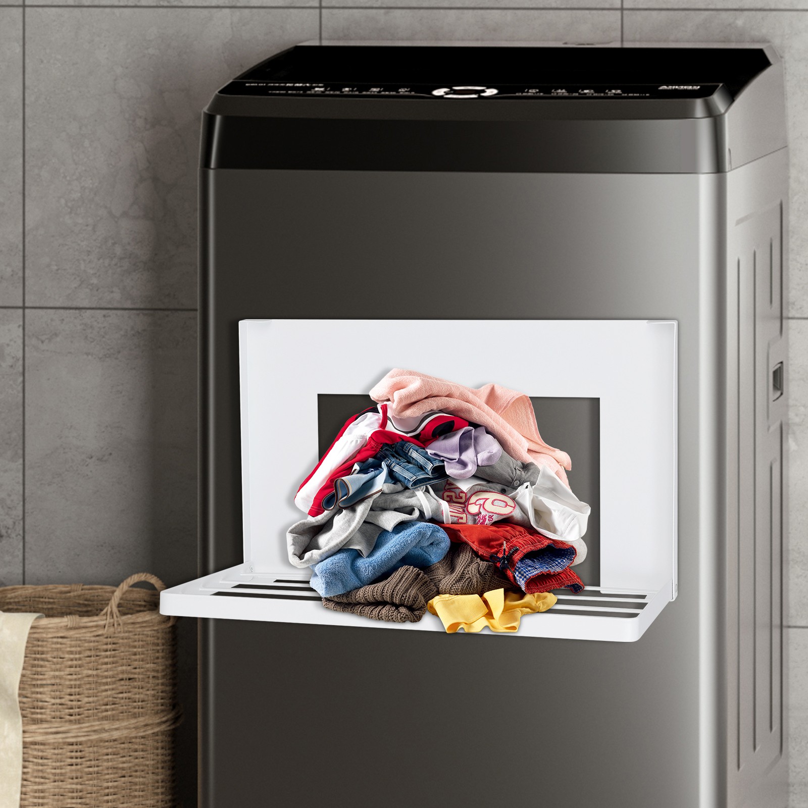 Magnet Rack Mount On Washing Machine, Durable Folding Rack For Laundry Bathroom