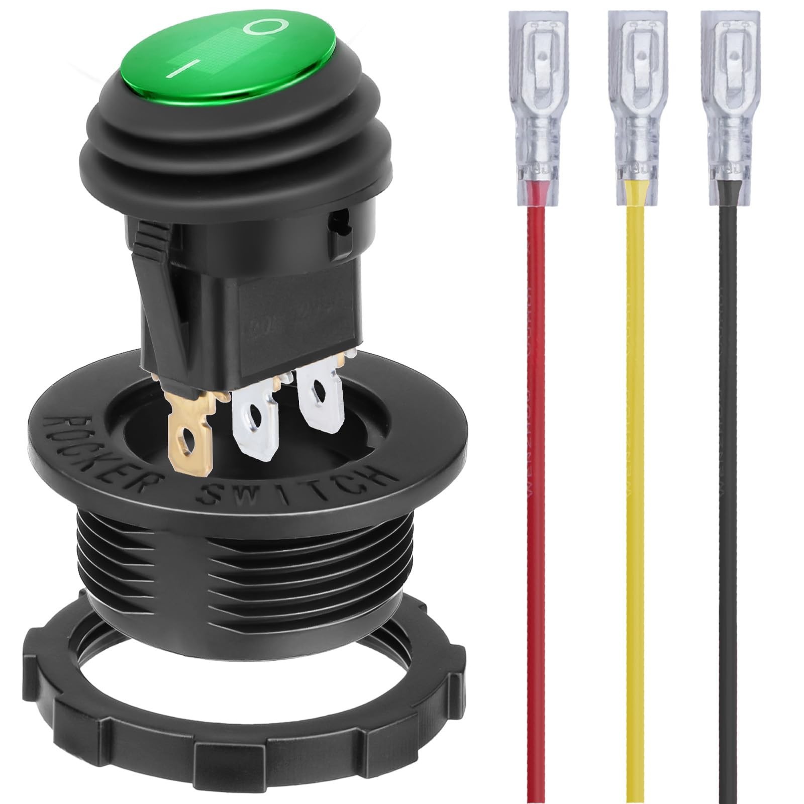 BFXM Round Rocker Switch, Toggle Switch 12V, On Off Switch, SPST 3 Pin | Wate...
