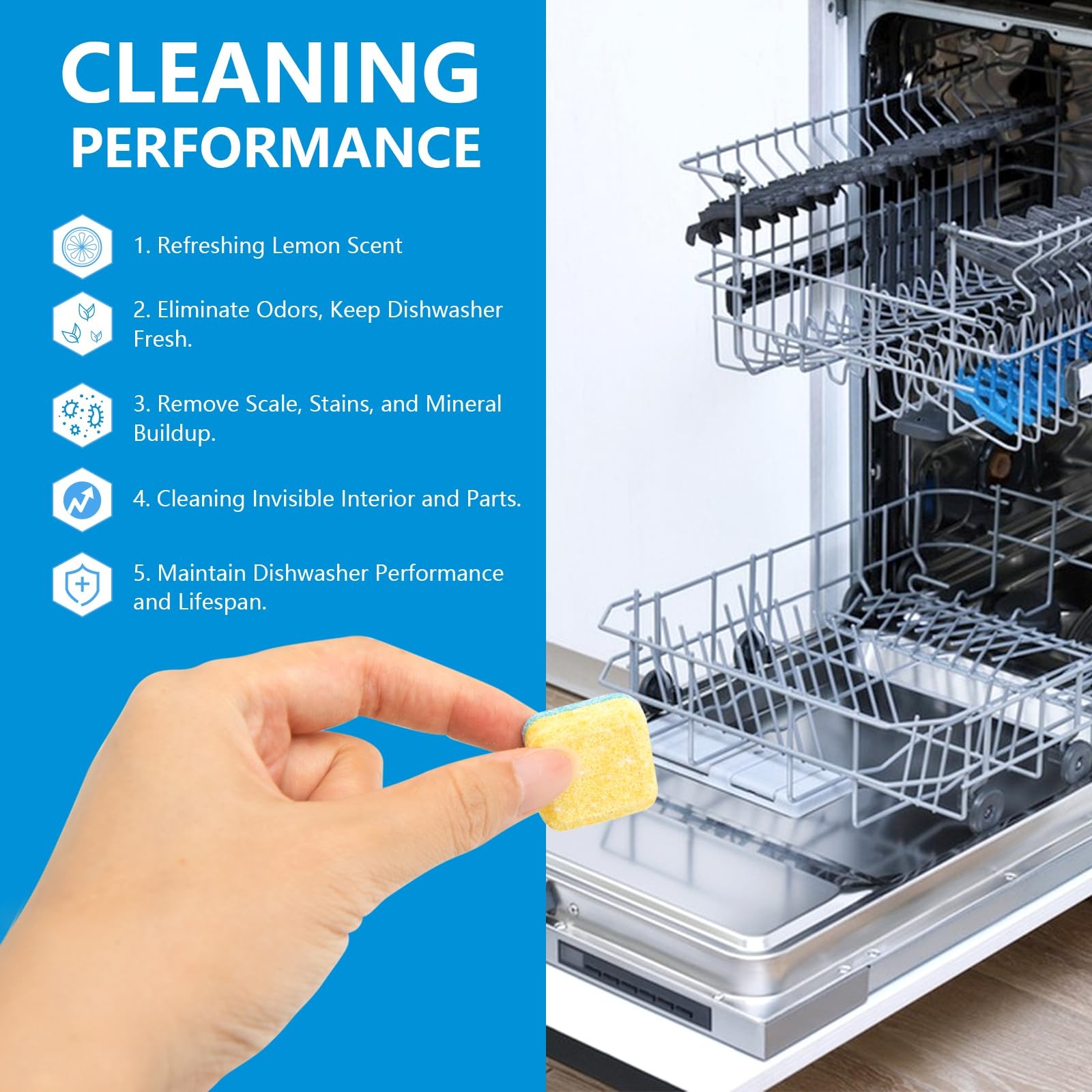 24pk Dishwasher Cleaner Tablets Deep Clean Descale Remove Odors Hard Water Resid