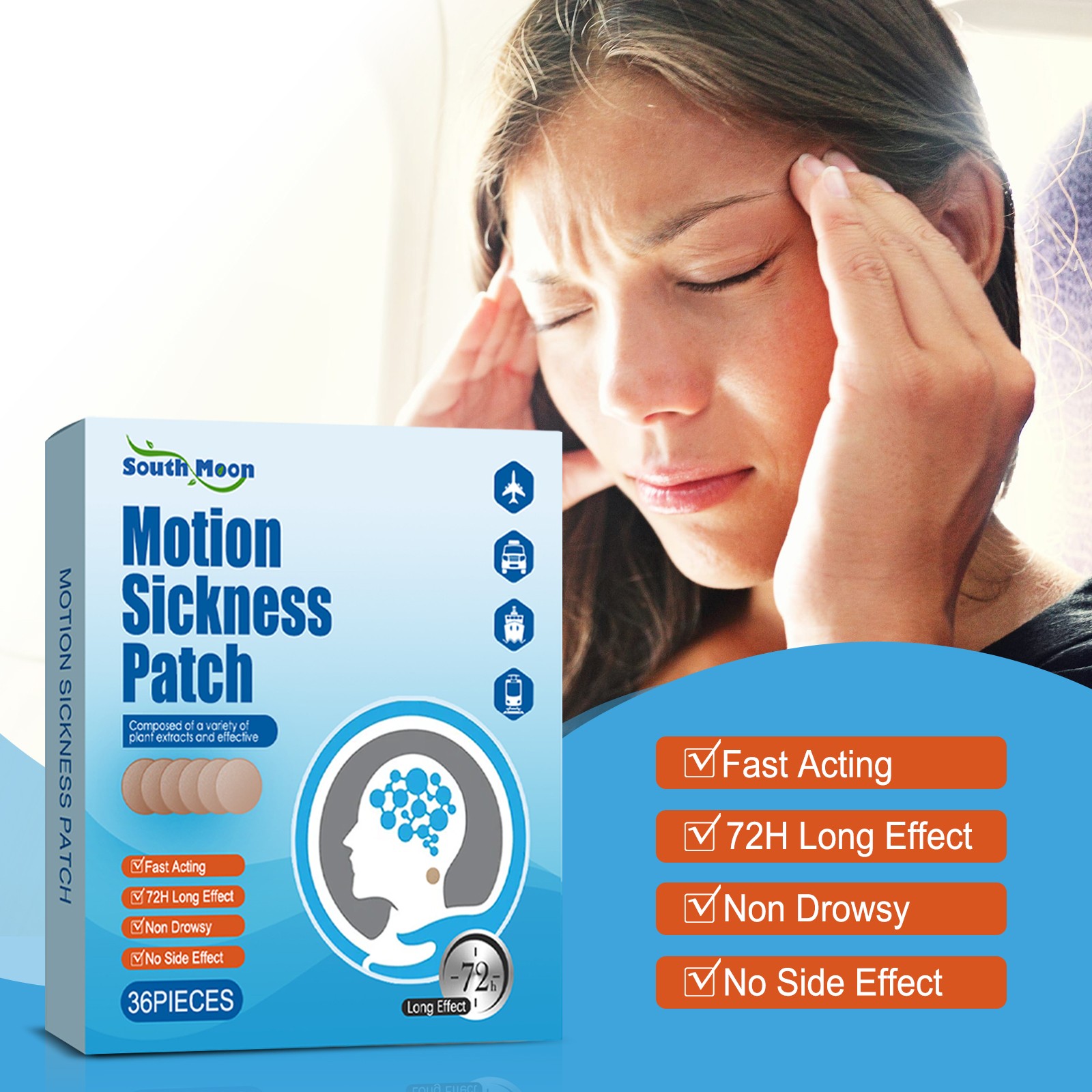 Motion Sickness Patches Anti Nausea Travel Sea Car Air Sickness Relief 36pcs