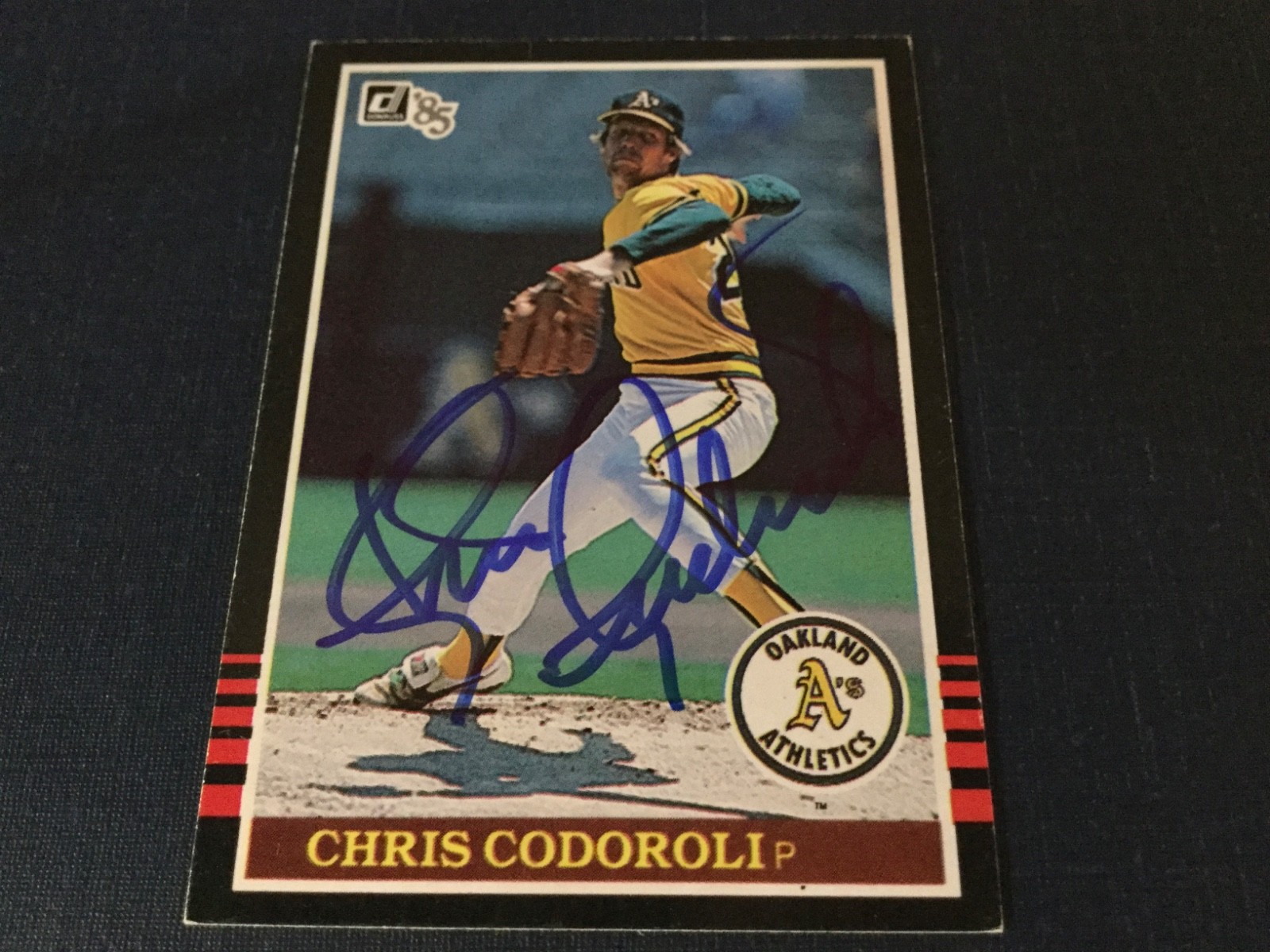 1985 Donruss Chris Codoroli Autographed Baseball Card Oakland A's. #462