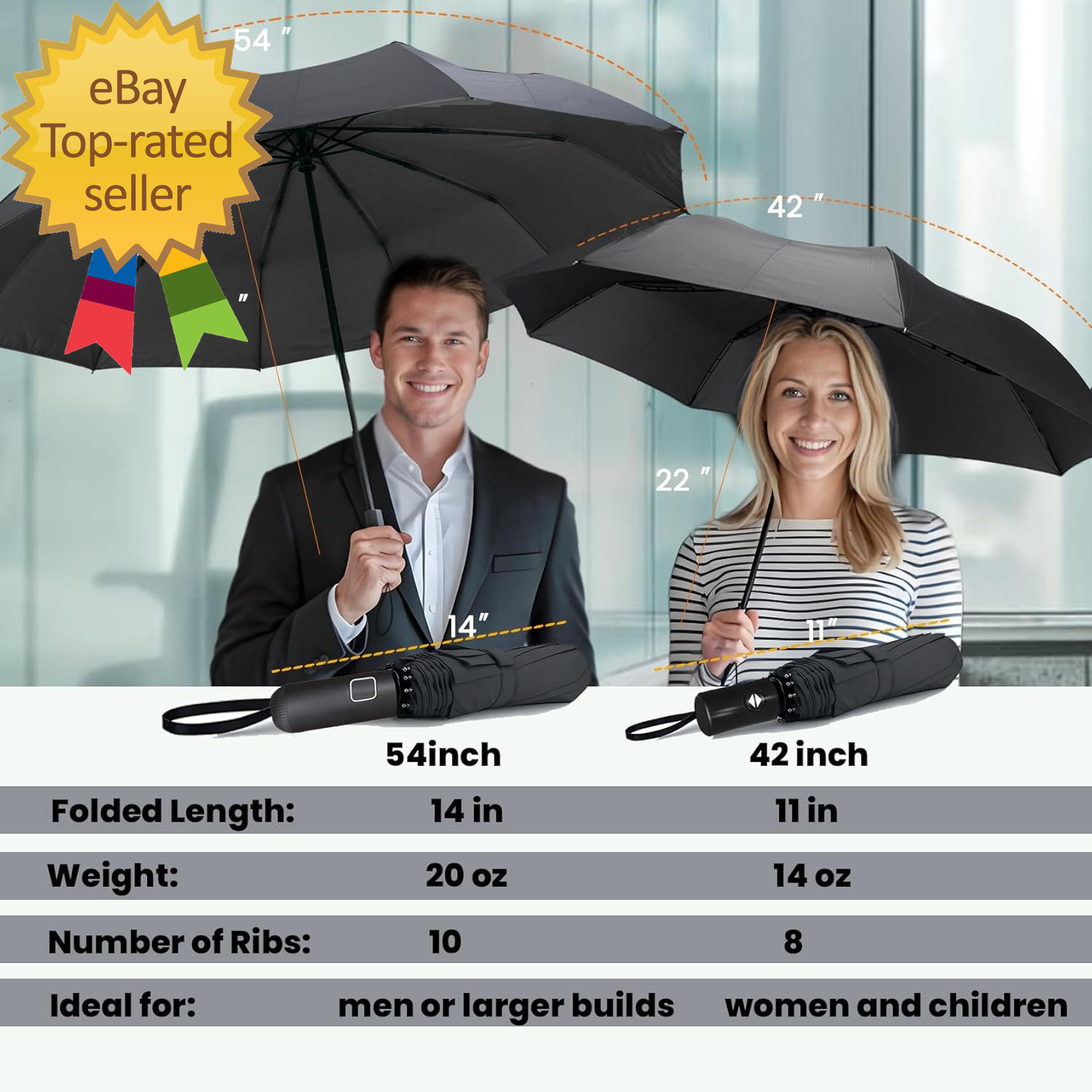 Compact Travel Umbrella - Windproof Auto Open/Close Small Folding Umbrella