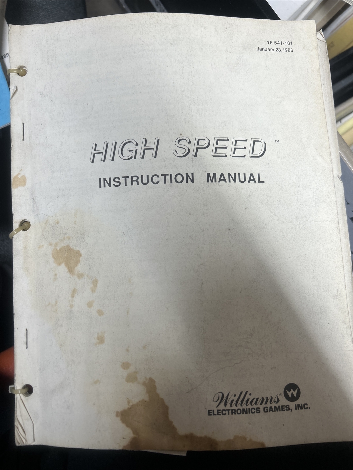 Williams HIGH SPEED Pinball Machine Manual - good used copy