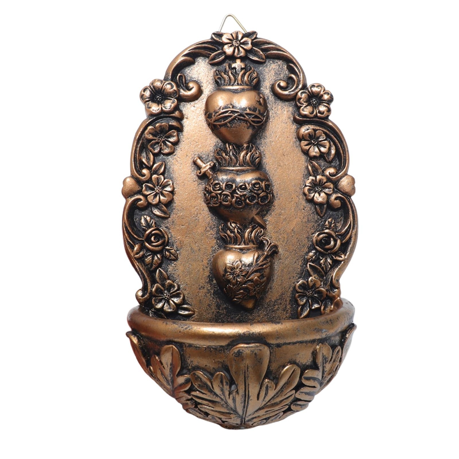 KOMI Holy Water Font for Home Resin Sacred Heart 6.1"L x 3.5"W, Font-2