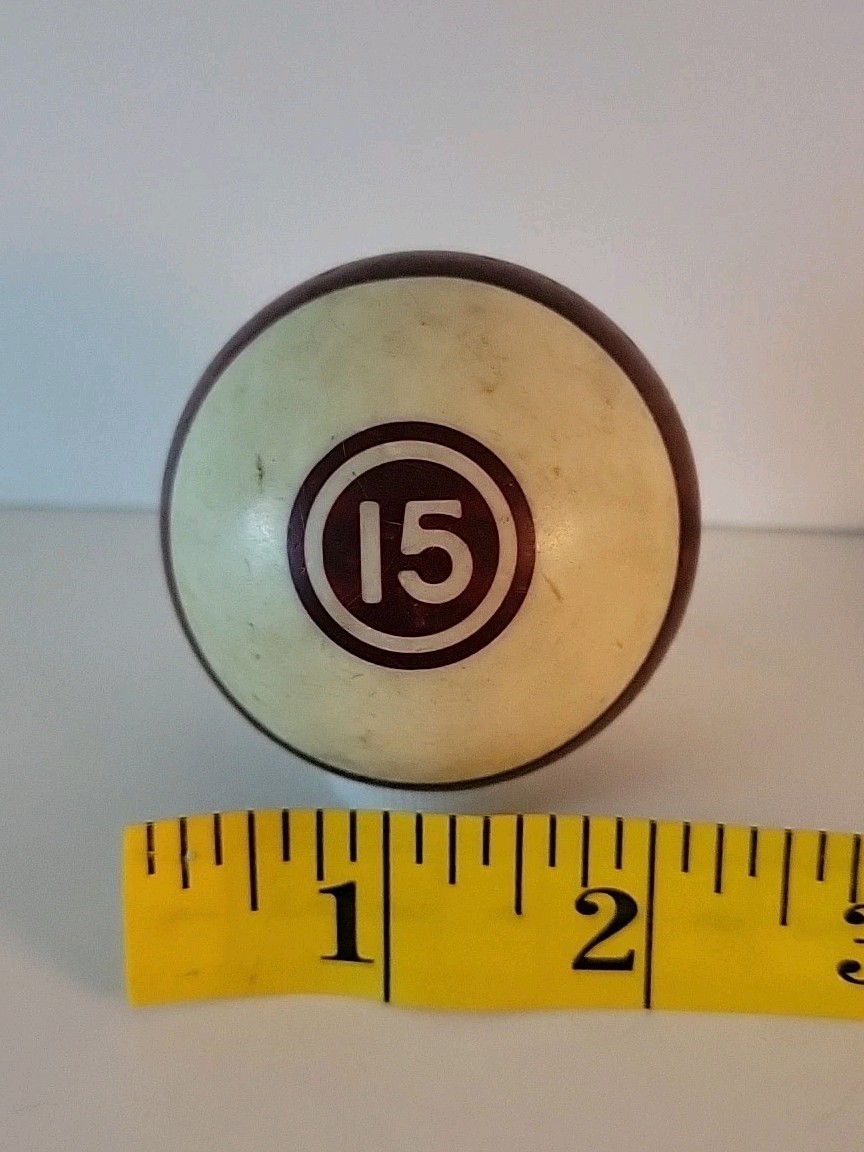 Vintage No. 15 Striped Burgundy White Pool Ball Billiard 2" Replacement (K)