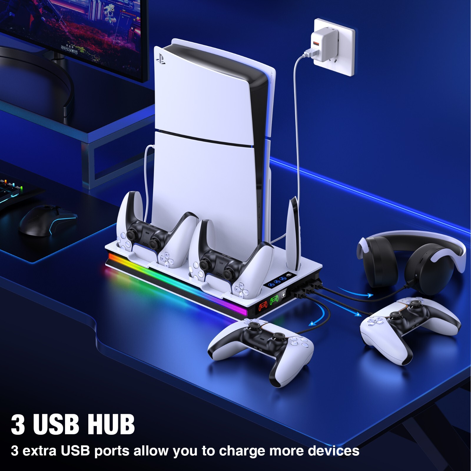 PS5 Stand Cooling Fan Dual Controller Charging Station Playstation 5 Accessories