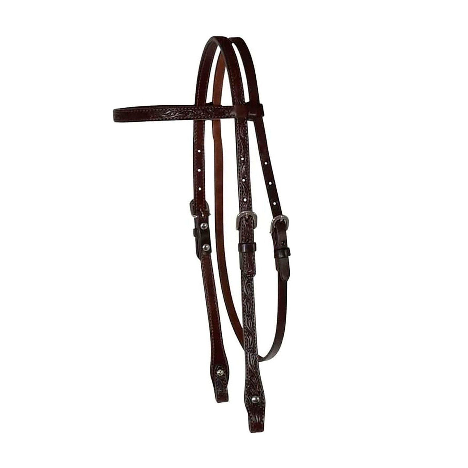 CIRCLE Y Walnut Floral Tooled Browband Headstall (0233-8341)