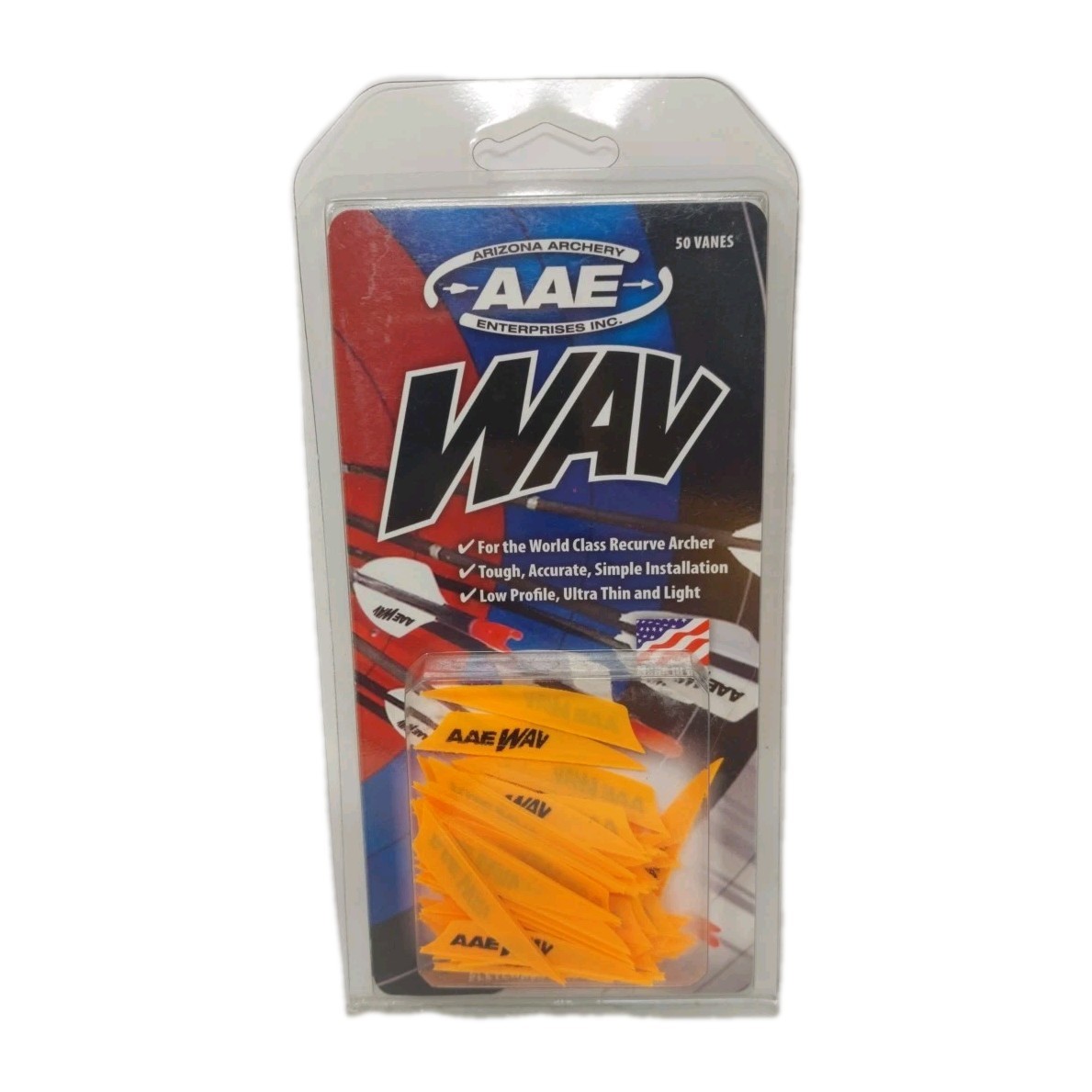 AAE Wav Recurve Vanes: 2" Fluorescent Flo Orange: 50 Pack: 1.7 Grains: New