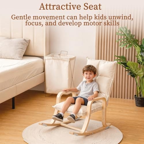 Kids' Recliners，Rocker and Stationary Options, Sensory Rocking Chair for Beige