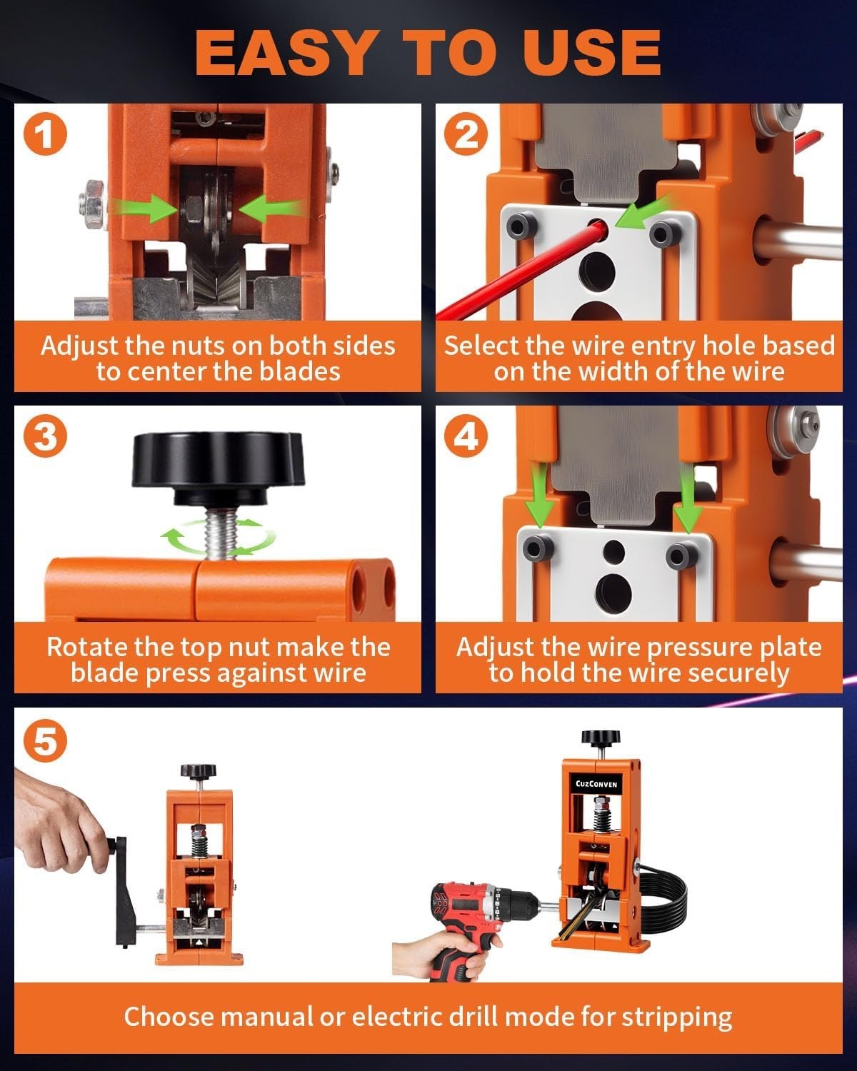 Wire Stripper Machine,0.04-1 Inch Scrapping Copper Wire Peeler Machine, Drill...