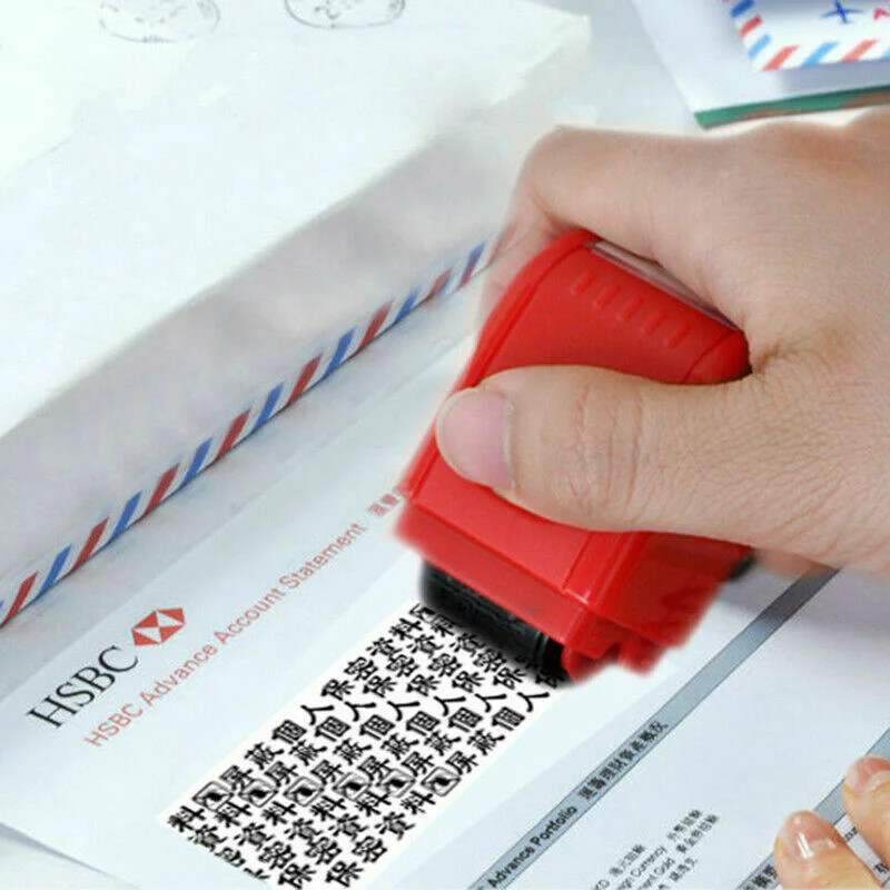 Identity Theft Protection Roller Stamp for Workshop (Red)
