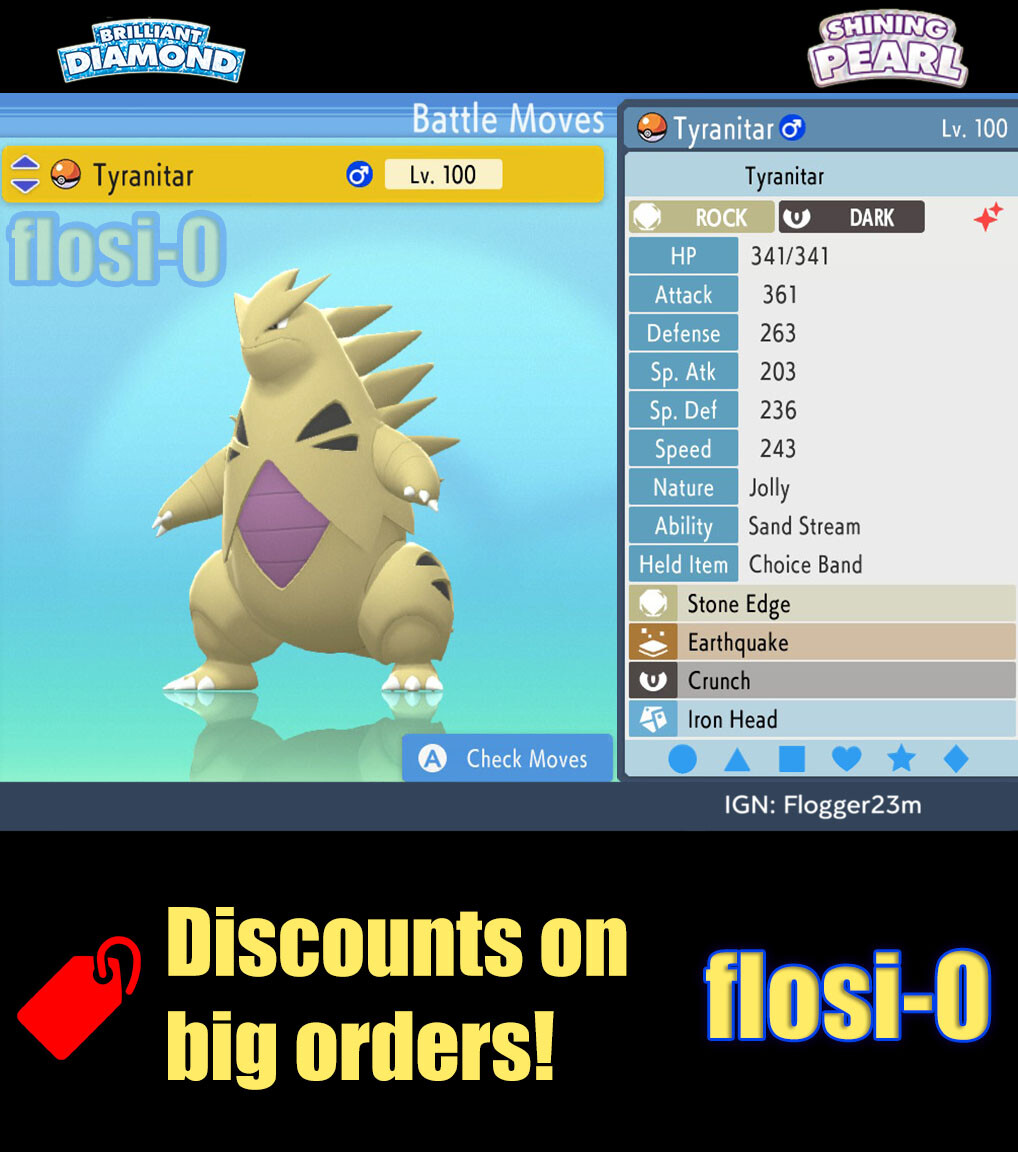 6IV Shiny Tyranitar Pokemon Brilliant Diamond and Shining Pearl