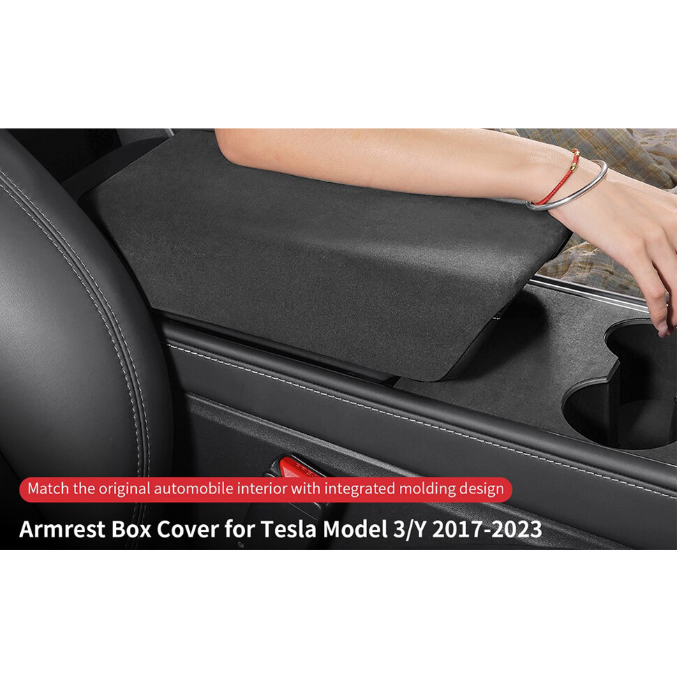 Alcantara Center Console Armrest Cover Protector Pad Fits for Tesla Model 3 Y