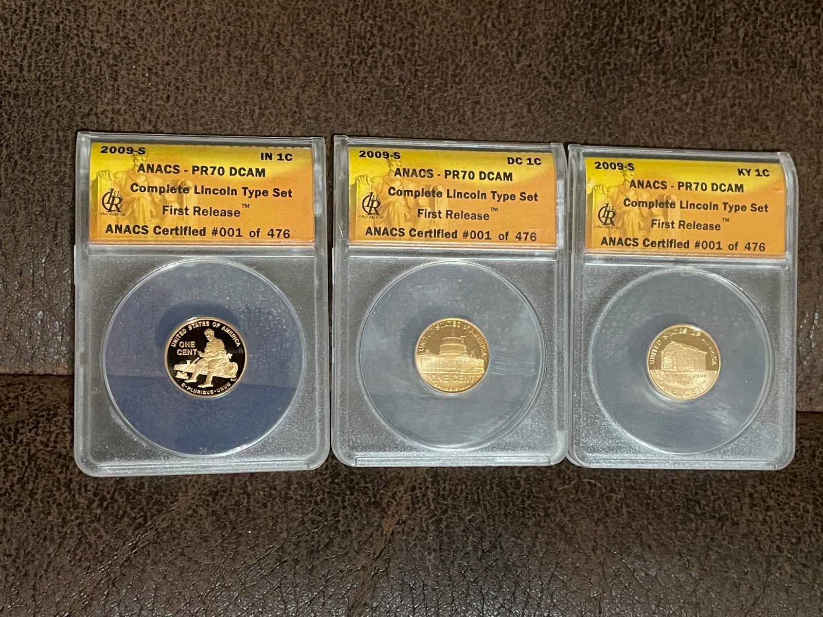 2009-s   ANACS Lincoln 3 coin set First Release PR 70 DCAM #001 of 476