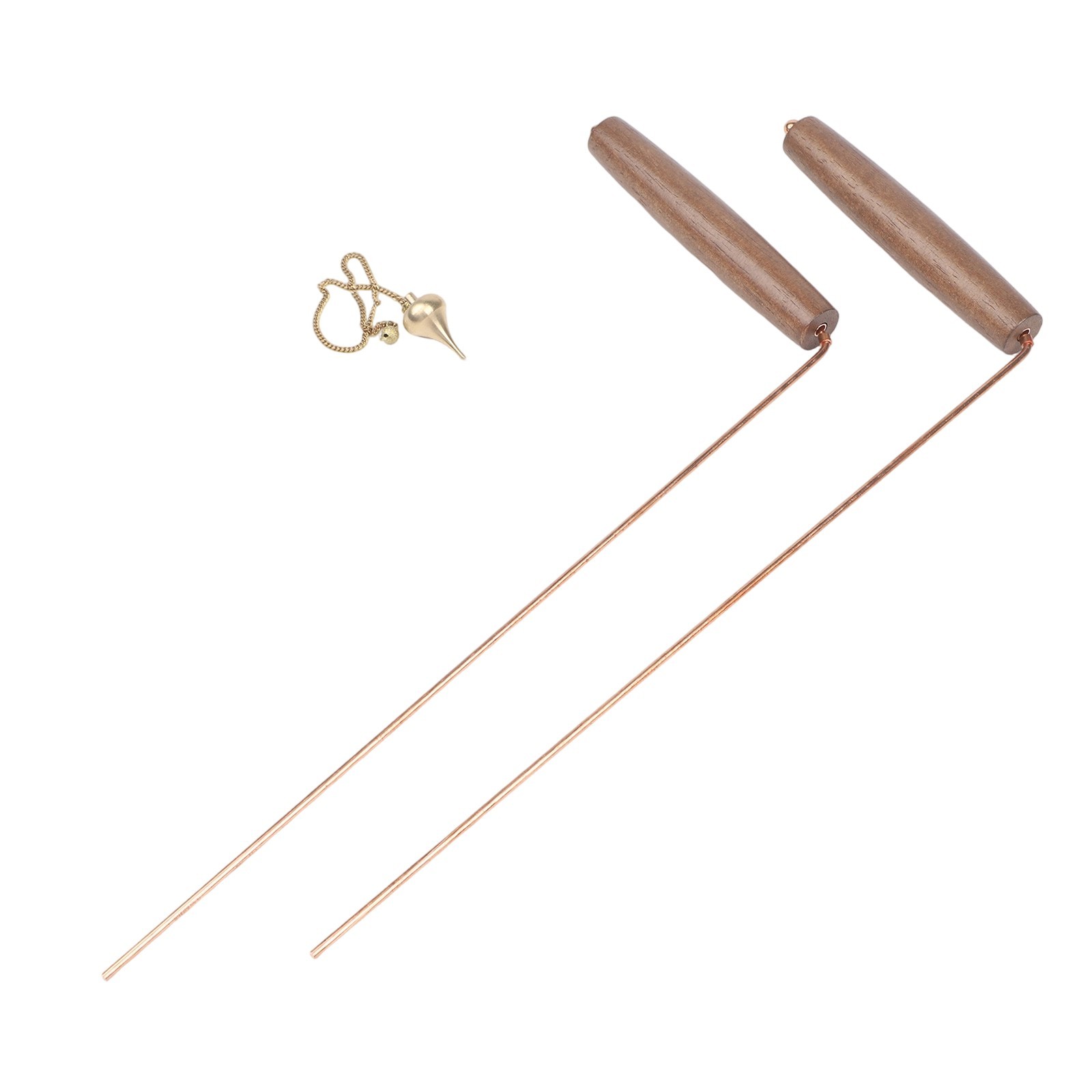 Copper Divining Rod Kit including Stylish Walnut Handles and Pendulum