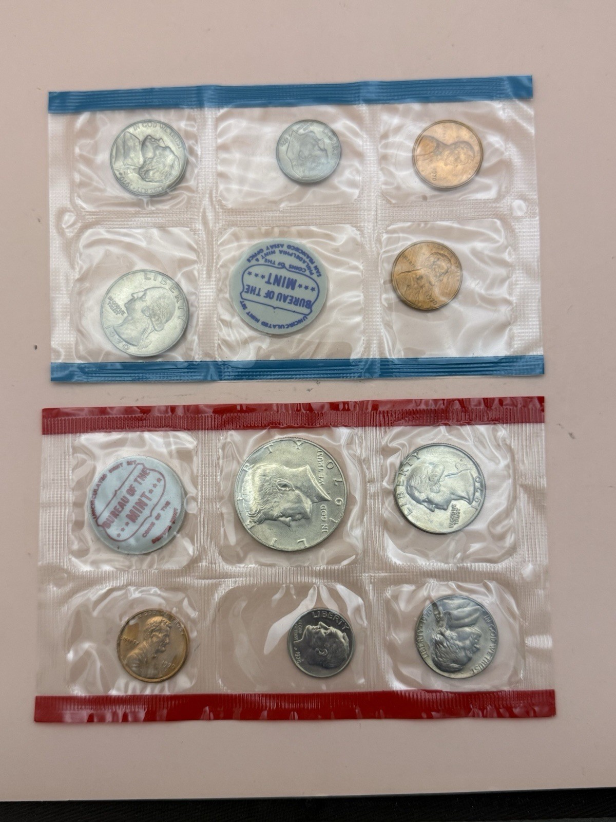 1970 Sm Dt Scarce BU mint set 10 coin OGP Cellophane Sleeves 40% Silver Free SH