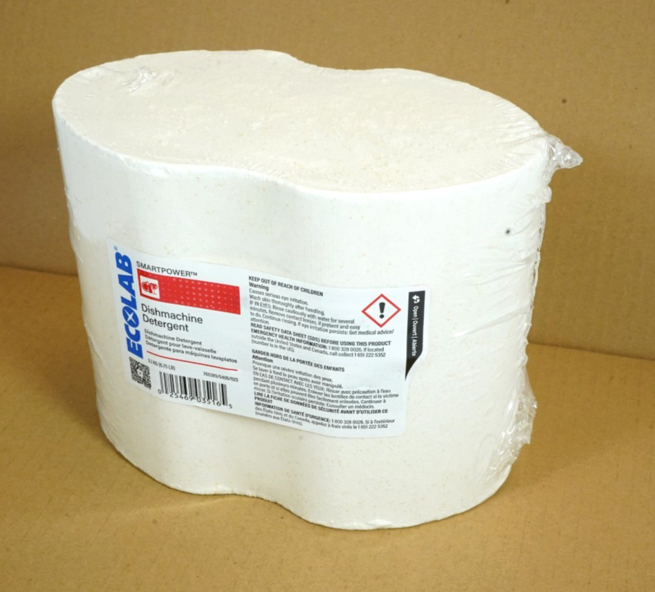 New 1 Block EcoLab 6101201  SmartPower Dishmachine Dishwasher Detergent 6.75 lbs