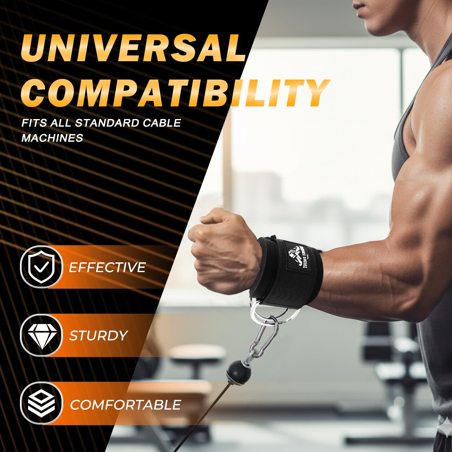 "Dual D-Ring Wrist Cuffs for Cable Machine Workouts & Arm Strength Training"