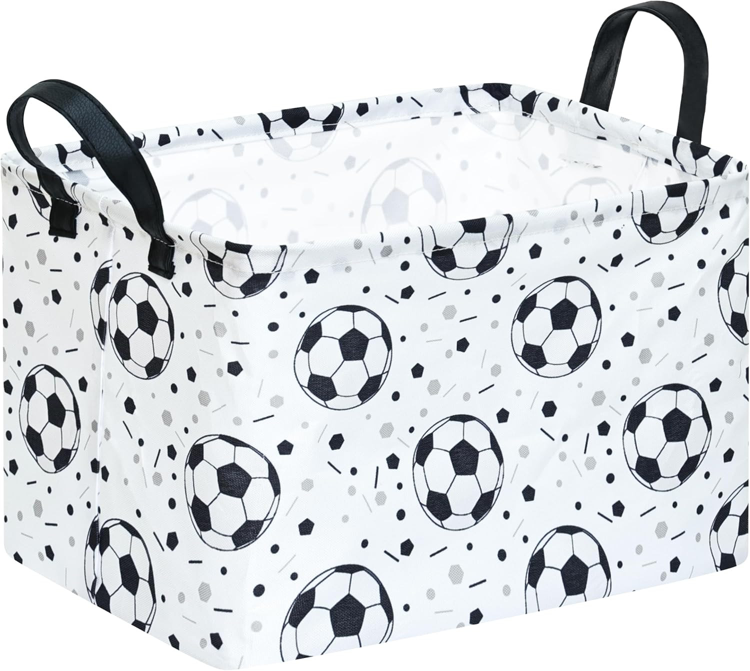Kids Storage Basket with Soccer Print, 14.5" x 10.2" x 9.1", Waterproof with Lea