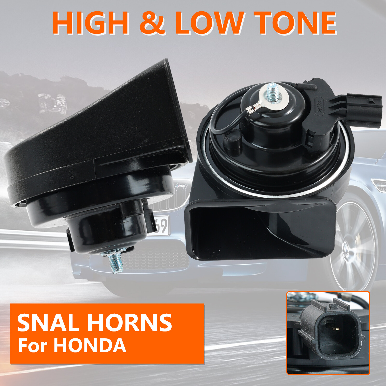 12V 125db Pair Loud Twin Tone Snail Horn For Honda Accord CR-V Civic Odyssey
