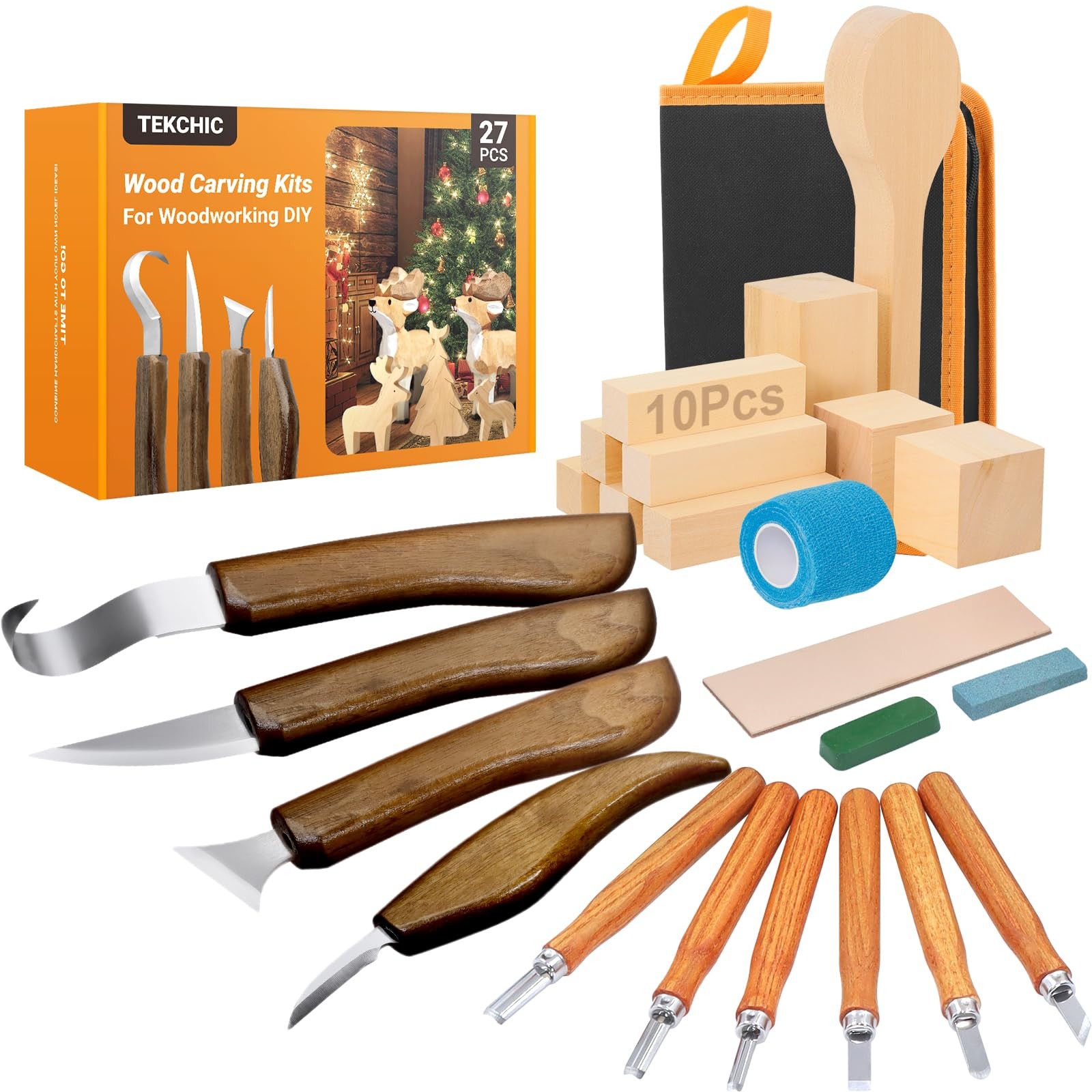Wood Carving Kit Whittling Kit: 27pcs Wood Carving Tools Set with 4PCS Wood C...