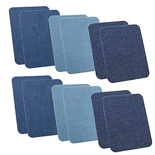 12 PCS 4.9x3.7 Inch Iron On Denim Patches Jeans Clothing Repair Mix 3 Colors