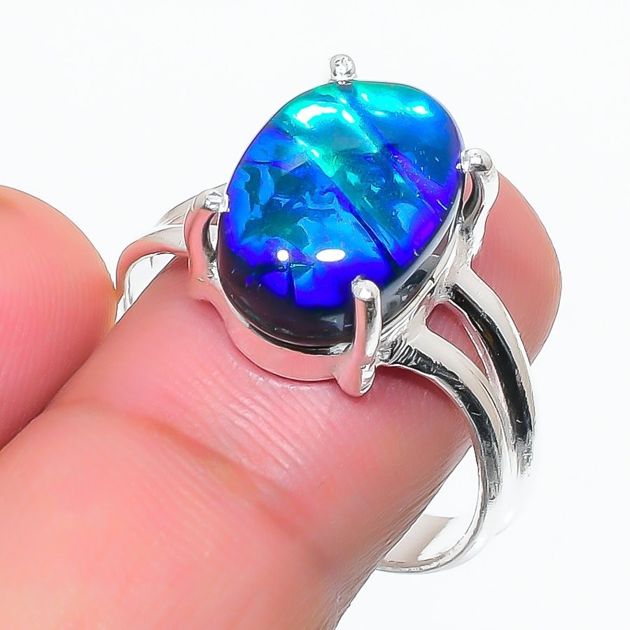 Triplet Opa Gemstone Handmade 925 Sterling Silver Jewelry All Size Ring For Gift