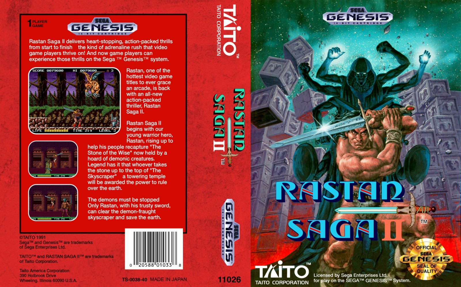 Rastan SAGA II 2 Genesis NTSC  Box Art Case Insert Cover Only