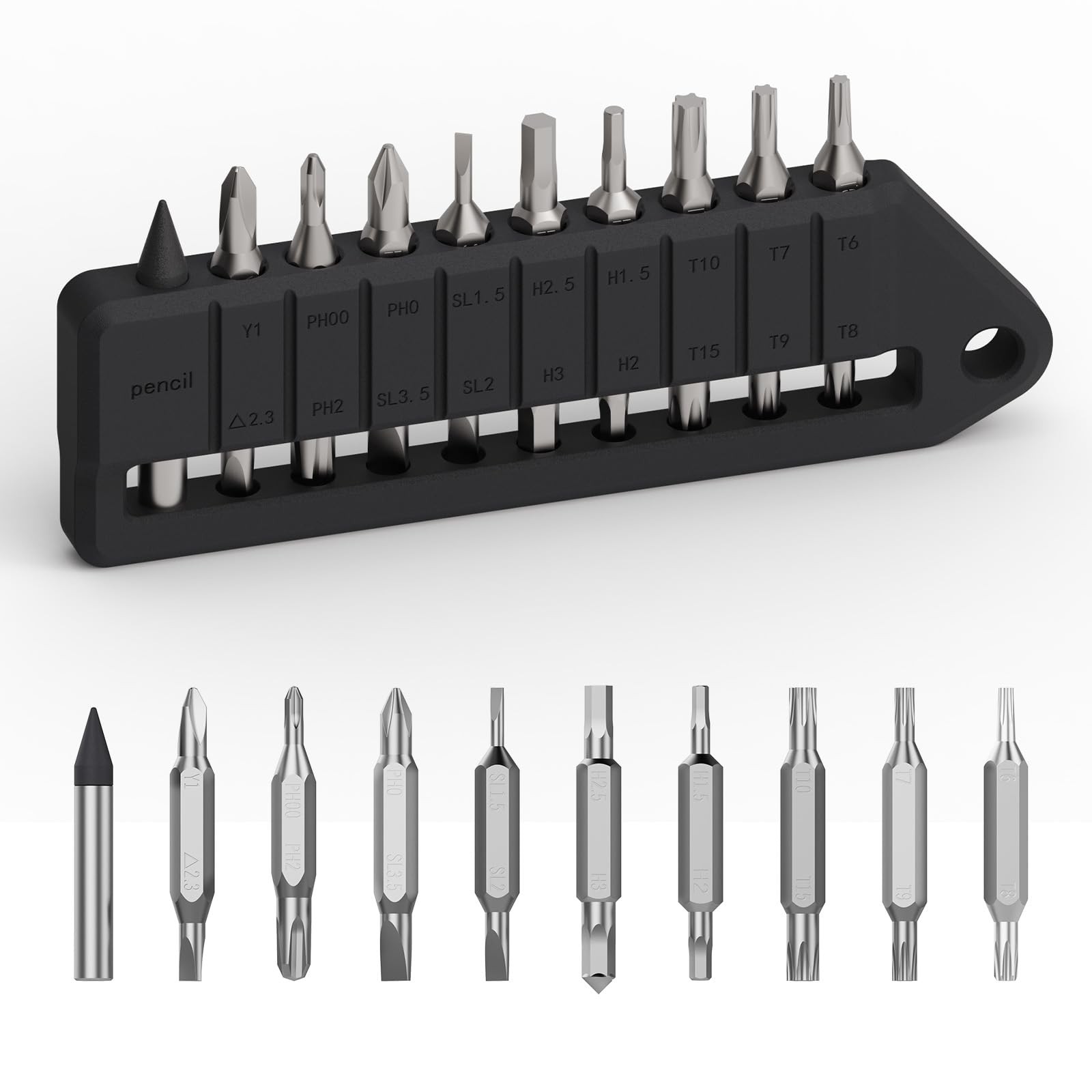 OKNIFE MBS1 4mm Hex Bit Screwdriver Set, 9 PCS Durable S2 Tool Steel Black