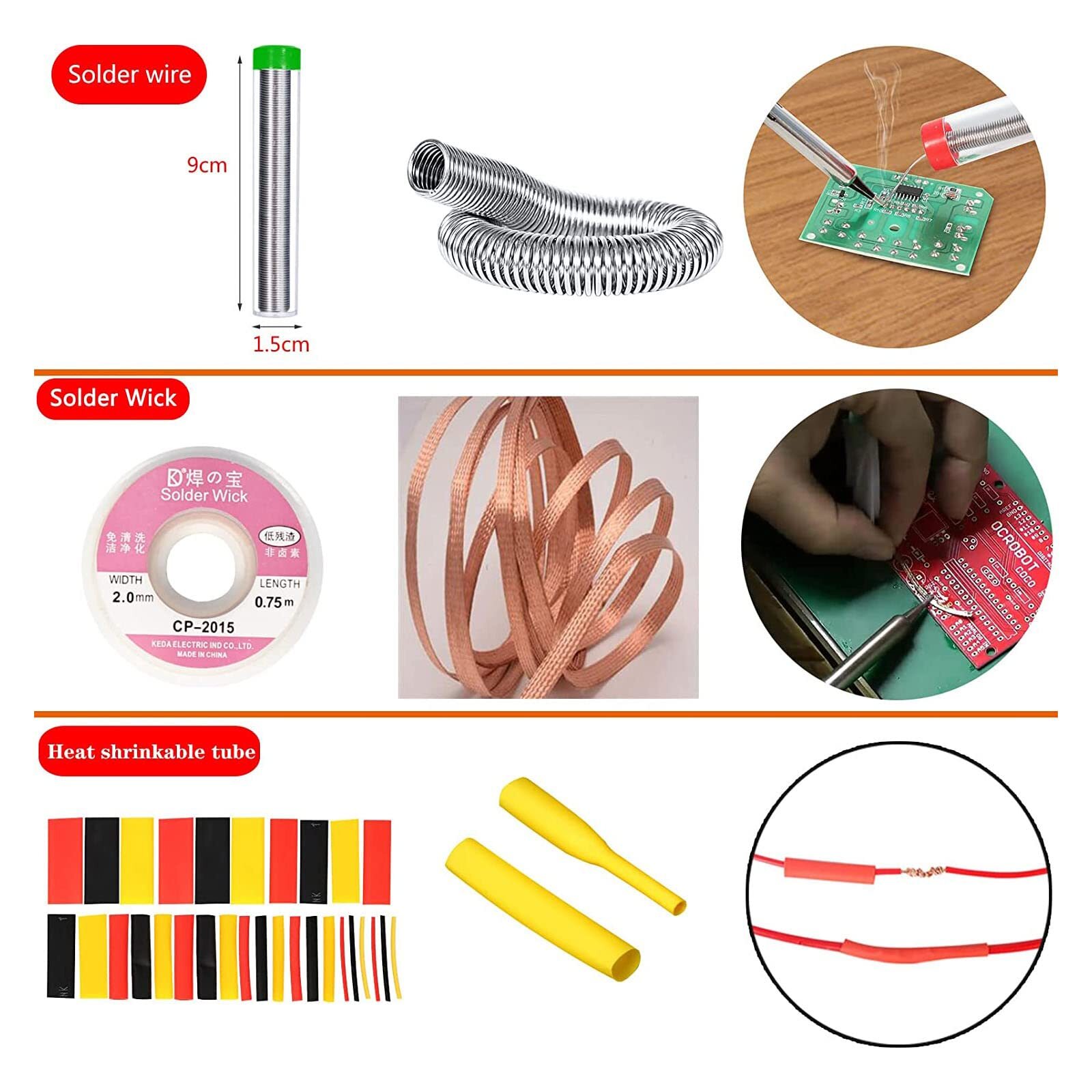 Cautin Para Soldar Estaño Electrico 110v Kit con Puntas Bomba de Desoldar US-60W