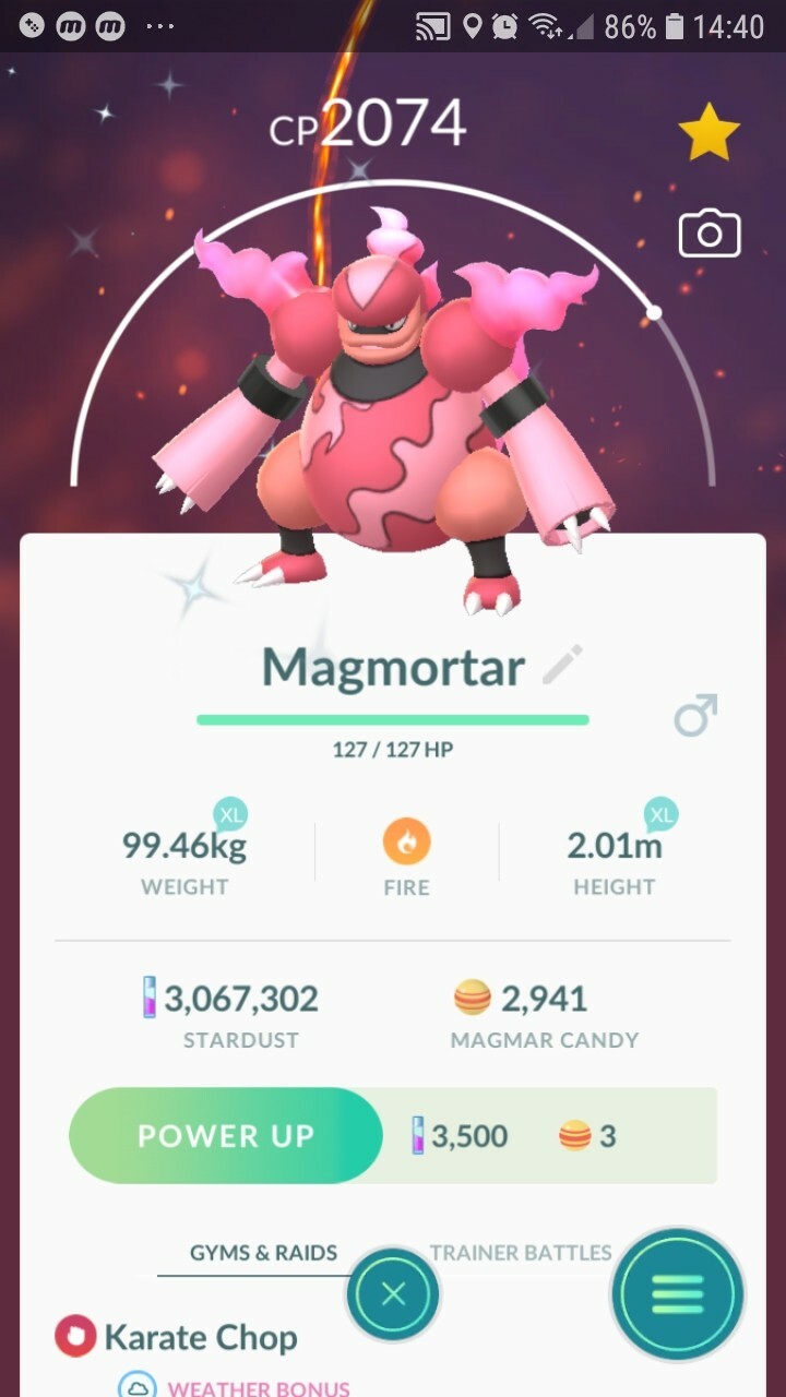 Shiny Magmortar ( Magmar Evolution ) Pokemon Ultra Friends / Registered Go