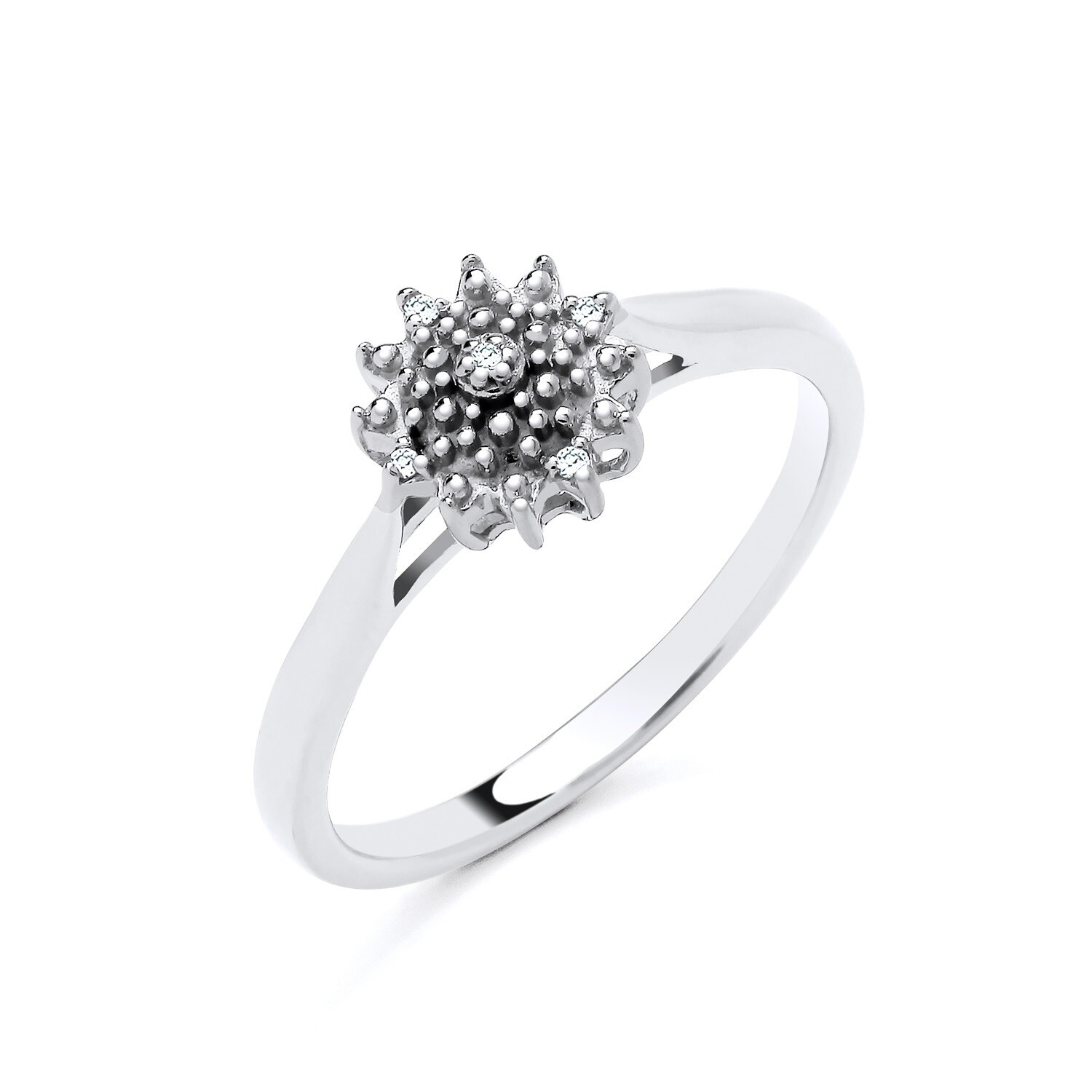 Sterling Silver 925 Real Diamond Cluster Ring size J to V