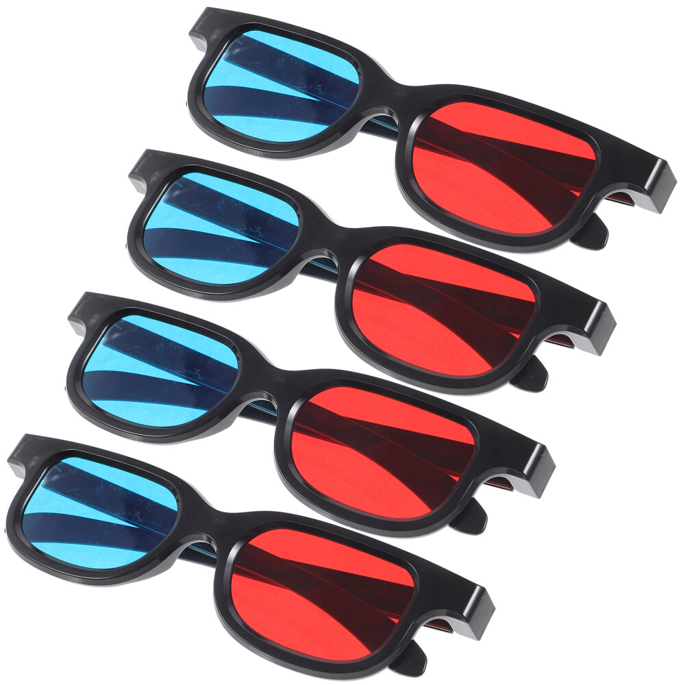 4pcs Game Glasses 3d Movie Glasses Red and Blue Glasses 3d Viewing Eye Wear