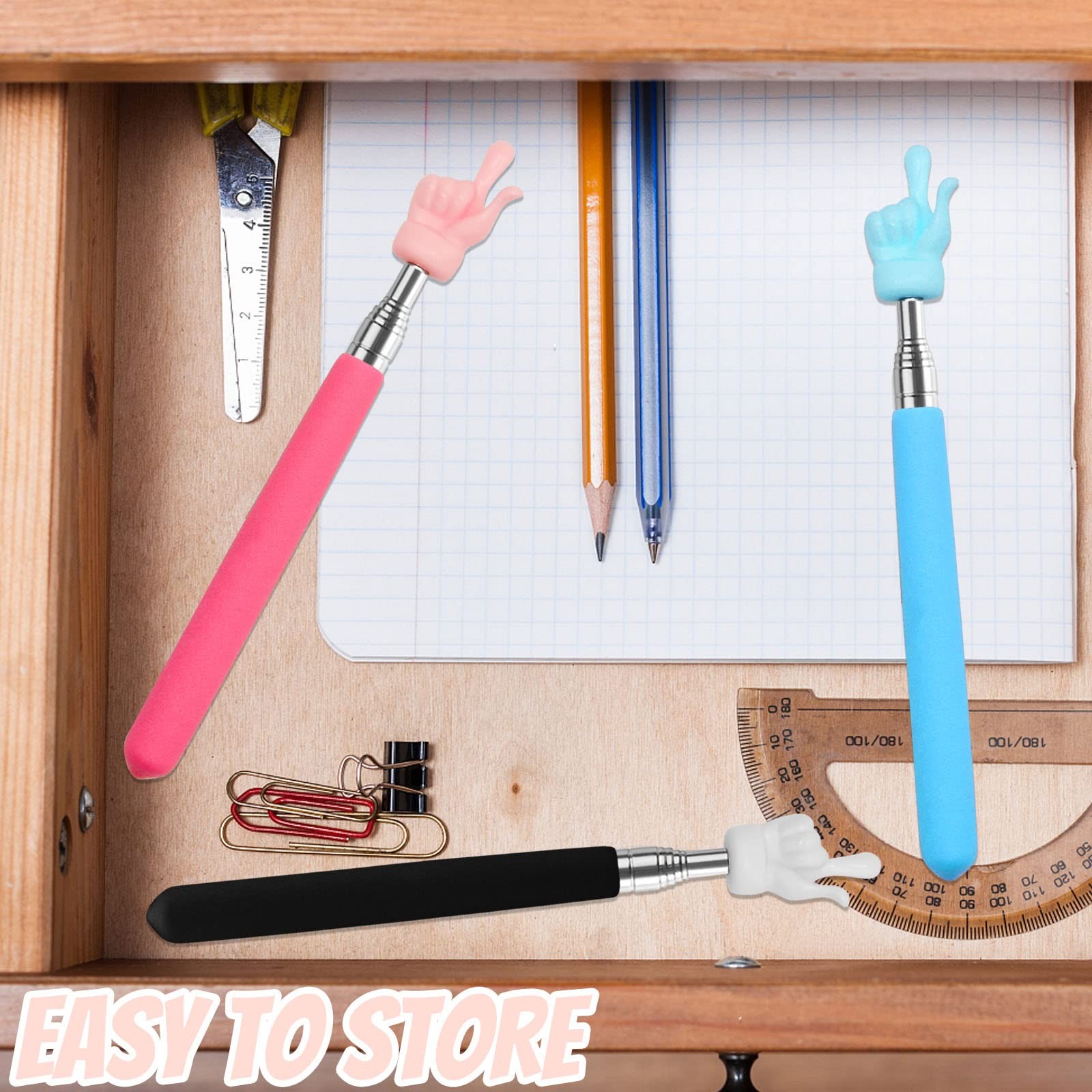 3 Pcs Telescopic Teachers Pointer, Extendable Hand Pointer Finger 3pcs