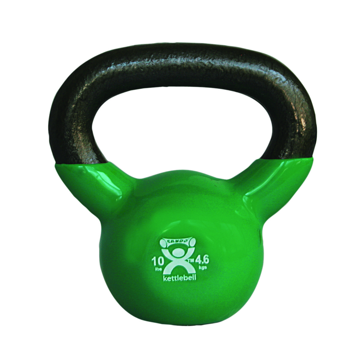 Cando Vinyl-Coated Kettlebell - Green - 10 lb - Workout & Strength Training