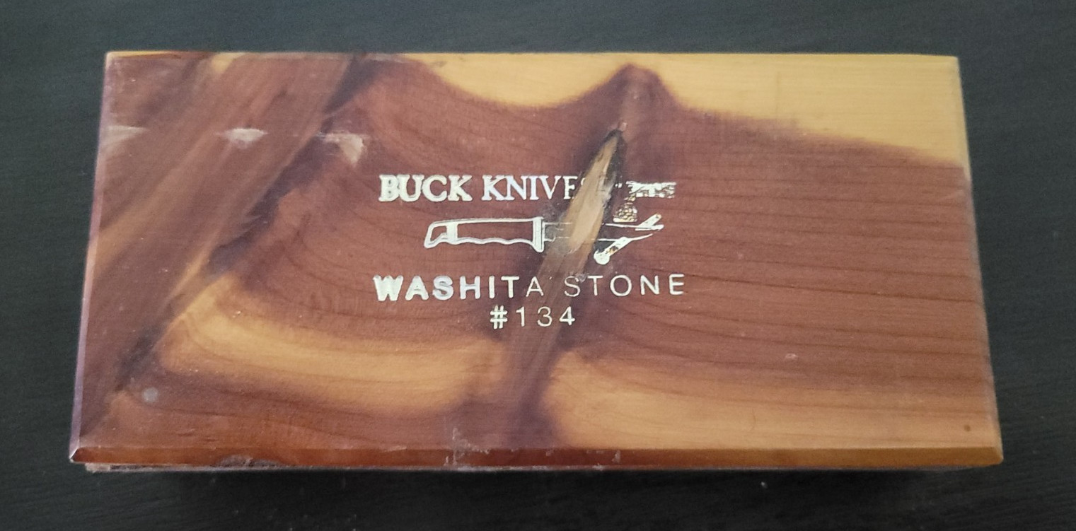 VINTAGE BUCK KNIVES WASHITA STONE #134 NATURAL ARKANSAS OZARK KNIFE SHARPENING