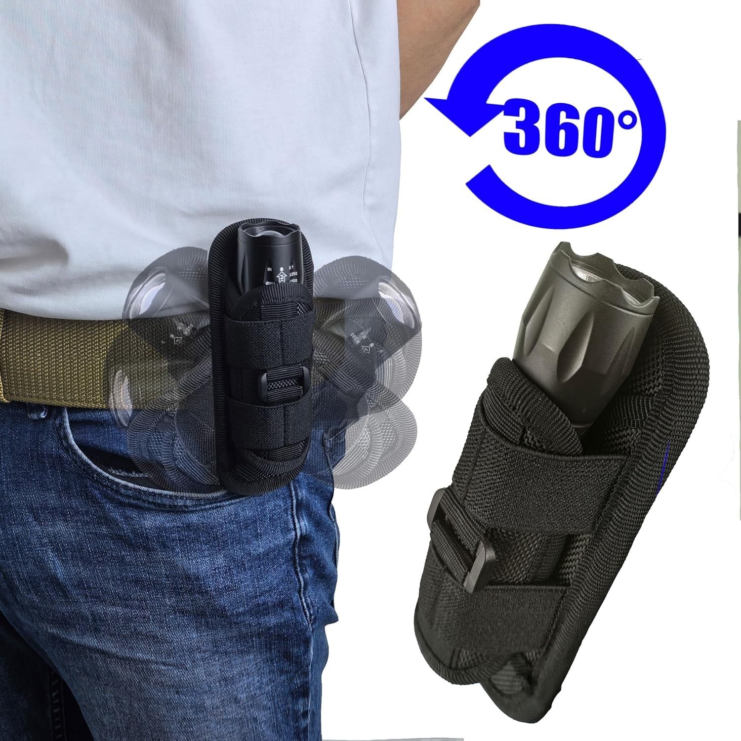 Tactical Flashlight Holster, Flashlight Pouch, Tactical Flashlight Carrying C...