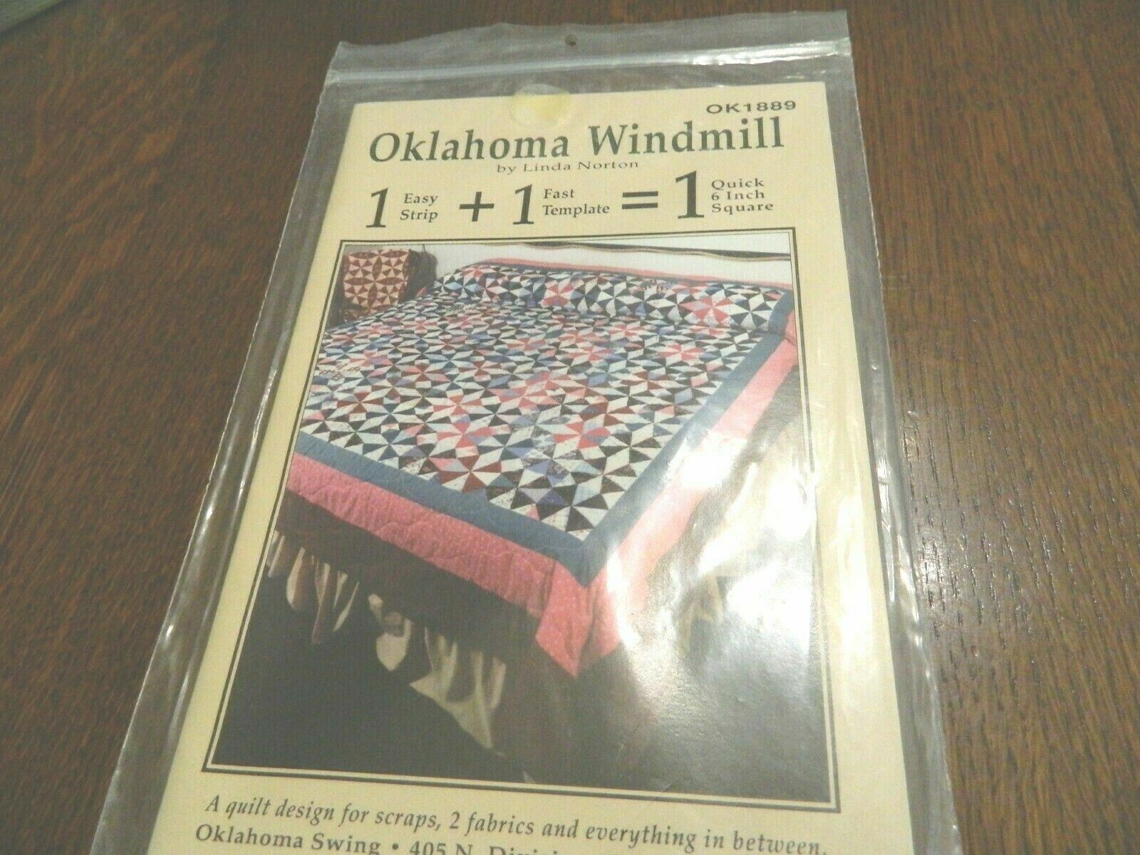 Oklahoma Windmill Quilt Pattern Oklahoma Swing 5 Sizes Template VTG 1995 UNCUT