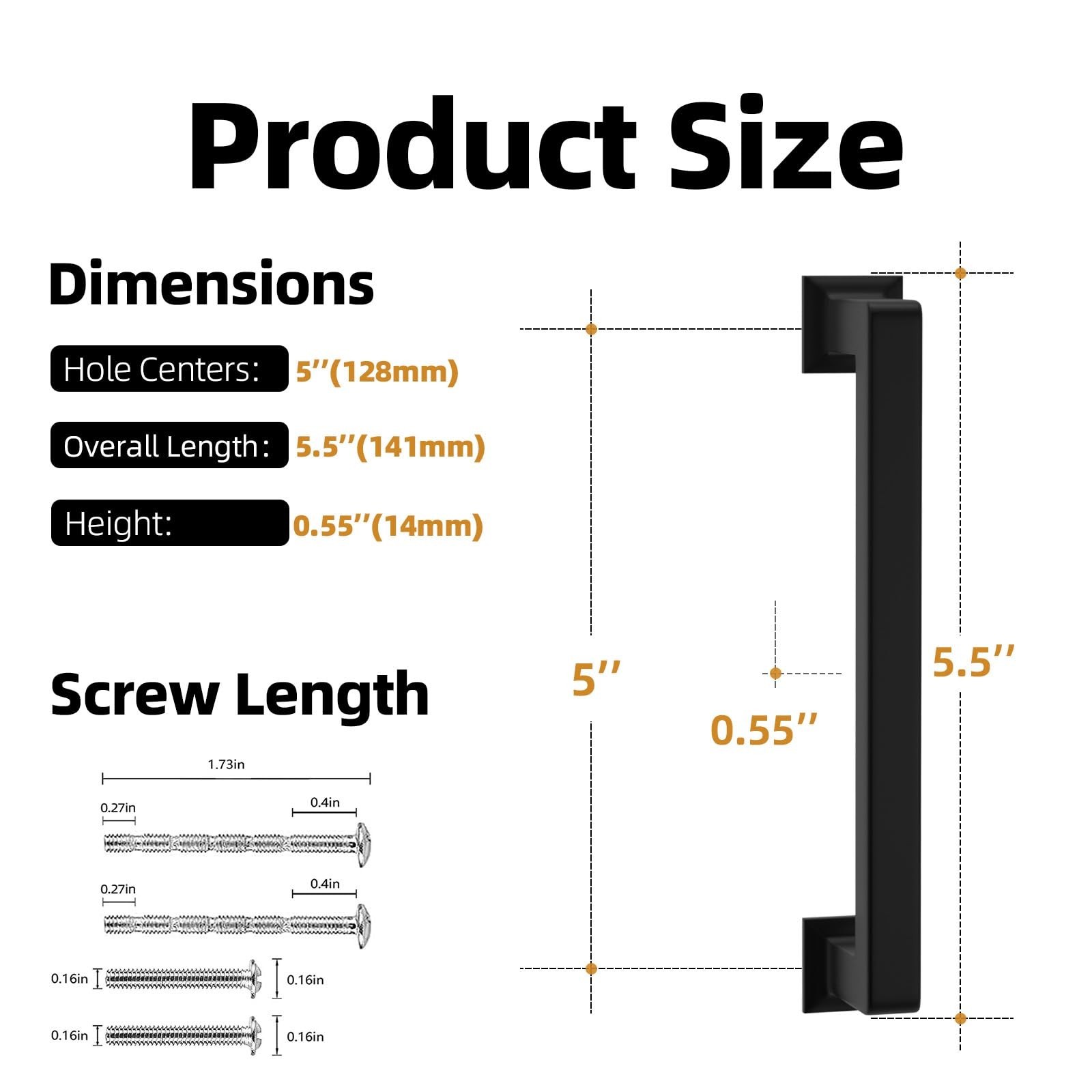10 Pack 5 Inch Cabinet Pulls Matte Black Kitchen Cabinet Handles Zinc Alloy D...
