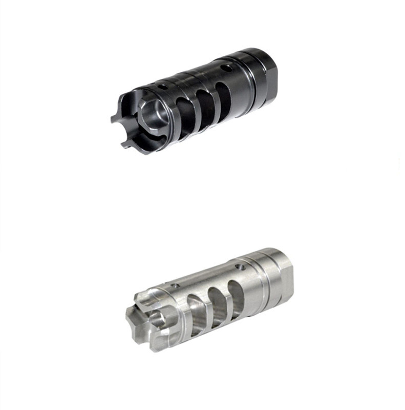 Black/Silver 5/8x24 Thread Steel Muzzle Brake For .350 Legend