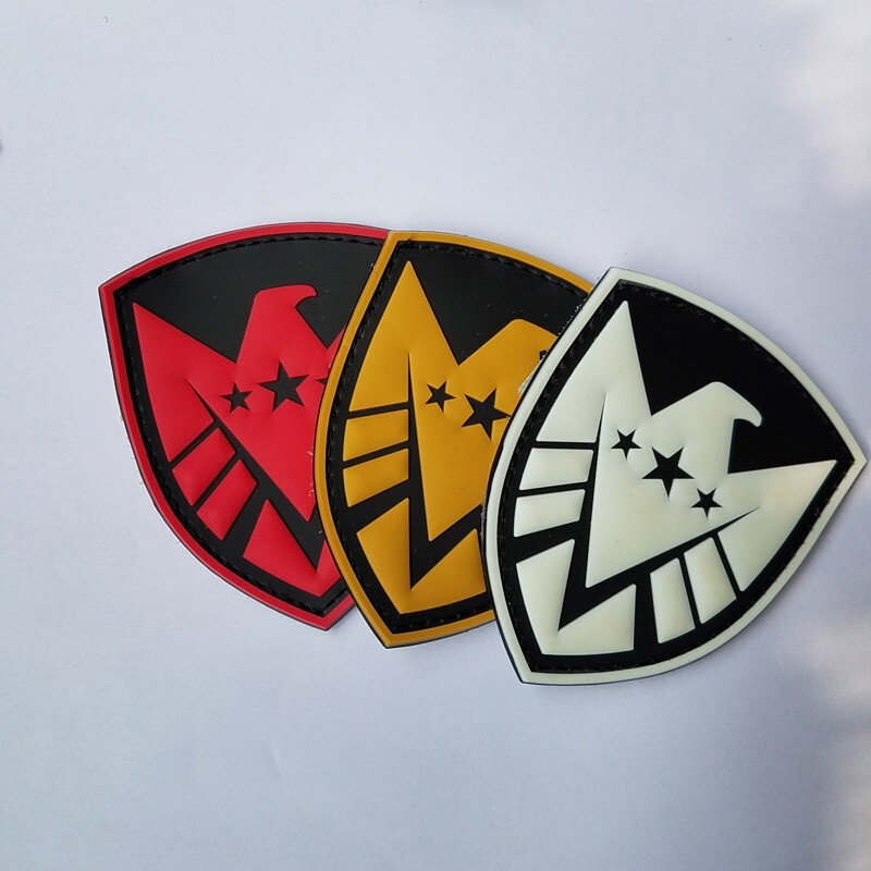 3PCS 3D PVC S.H.I.E.L.D. BADGE U.S. SHIELD GLOW IN DARK RUBBER HOOK LOOP PATCH