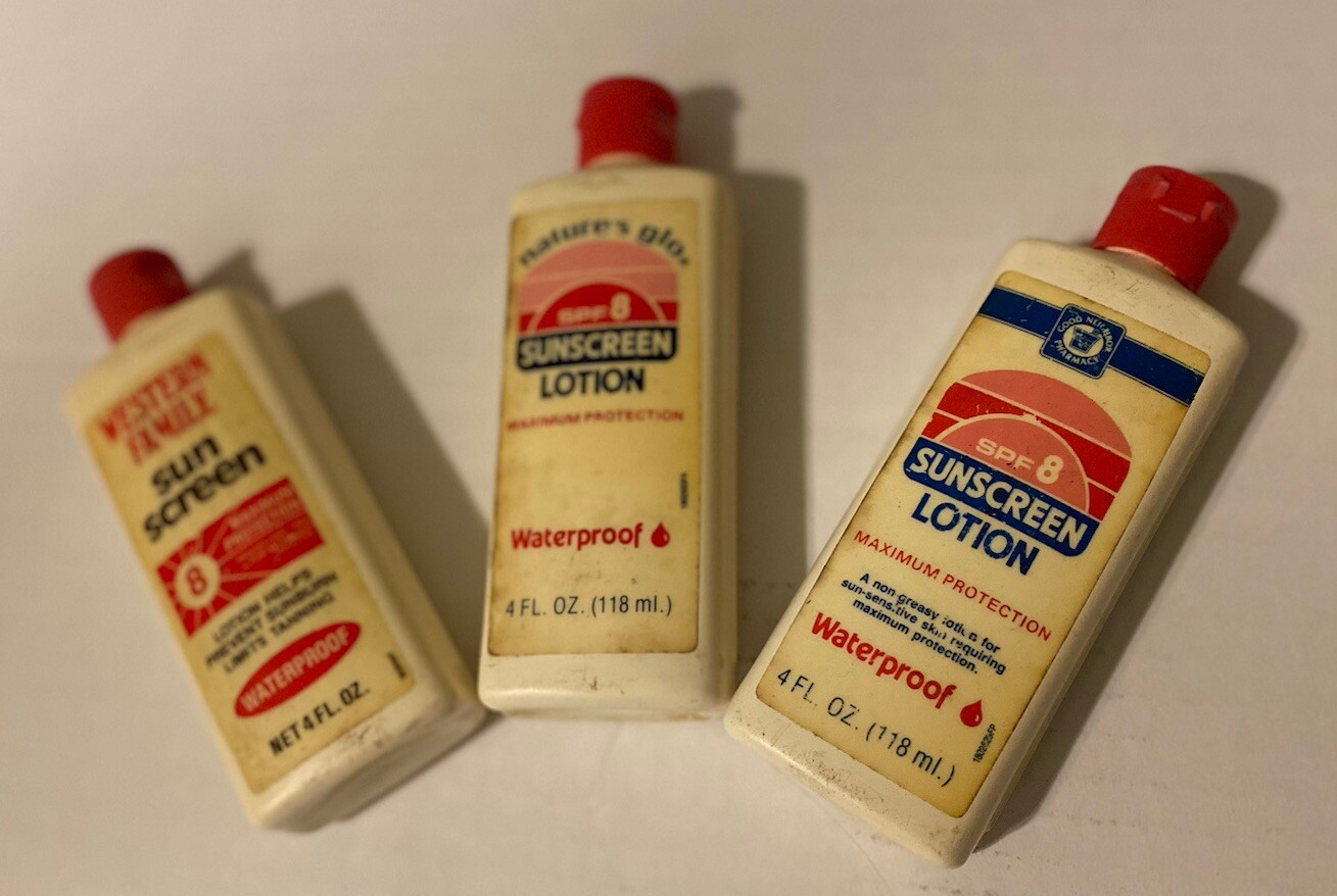 Vintage 90s Sunscreen 4oz Bottles, set of 3