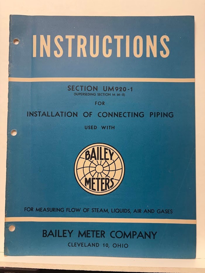 Vtg Bailey Meter Co Instruction Manual Connecting Piping Steam Liquid 1949