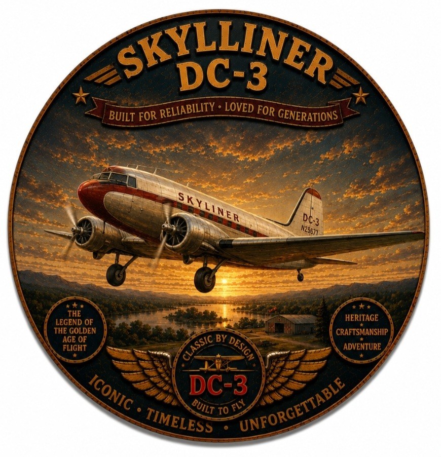 DC- 3 Airplane metal sign DC3