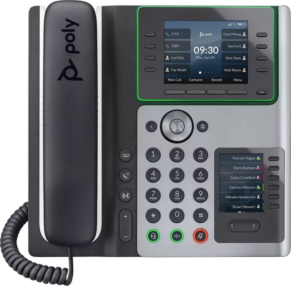Poly Edge E400 IP Phone – Dual Display HD Voice NoiseBlockAI for Hybrid Work & H